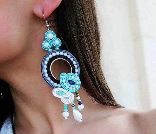 Σκουλαρίκια soutache - Exotica - shades of blue