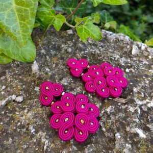 Alternative view of Soutache σκουλαρίκια σε σχήμα λουλουδιού - μονόχρωμα - Make it on your own! - Επιλέξτε χρώμα!