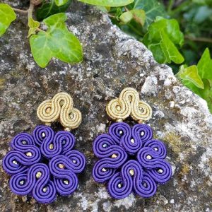 Alternative view of Soutache σκουλαρίκια σε σχήμα λουλουδιού - δίχρωμα - Make it on your own! - Επιλέξτε χρώμα!