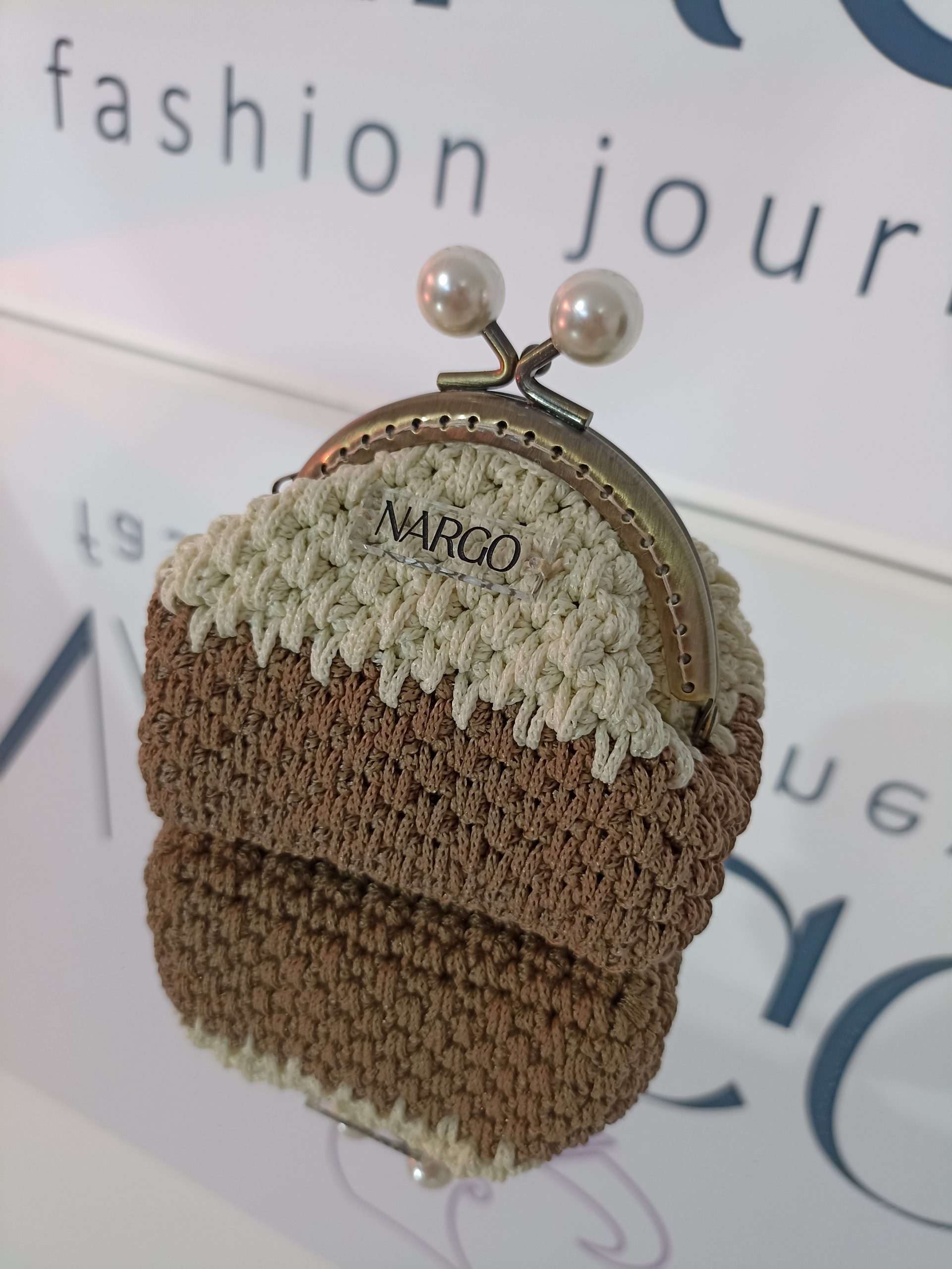 Πλεκτό vintage πορτοφόλι με πέρλες - Image 3