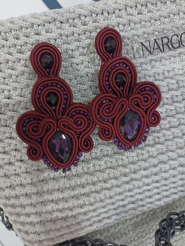 Μπορντό σκουλαρίκια soutache