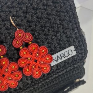 Alternative view of Κόκκινα σκουλαρίκια soutache λουλούδια