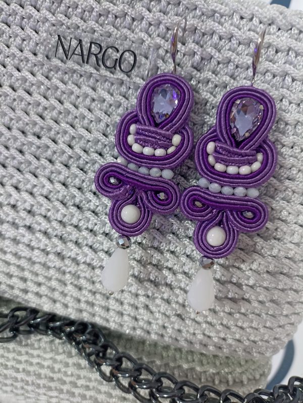 Κρεμαστά μοβ σκουλαρίκια soutache