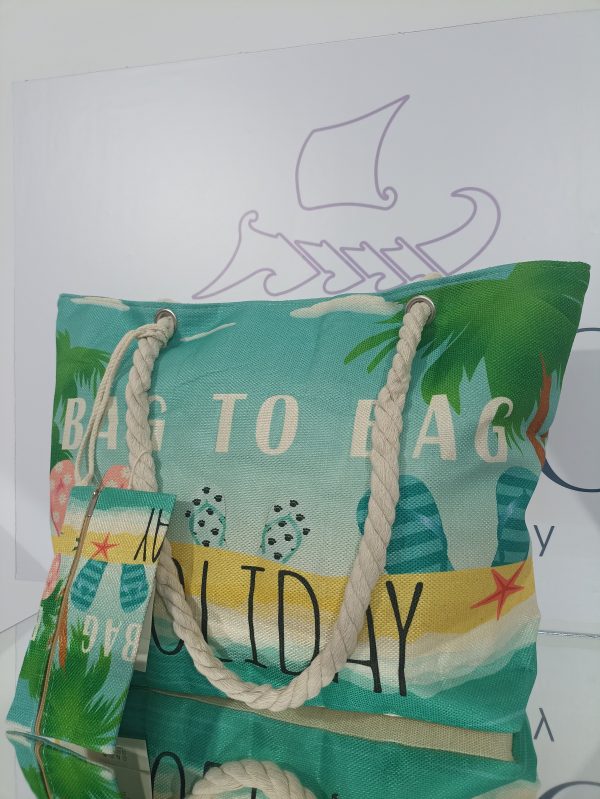 Γυναικεία υφασμάτινη τσάντα θαλάσσης BAG TO BAG σε βεραμάν και πράσινες αποχρώσεις