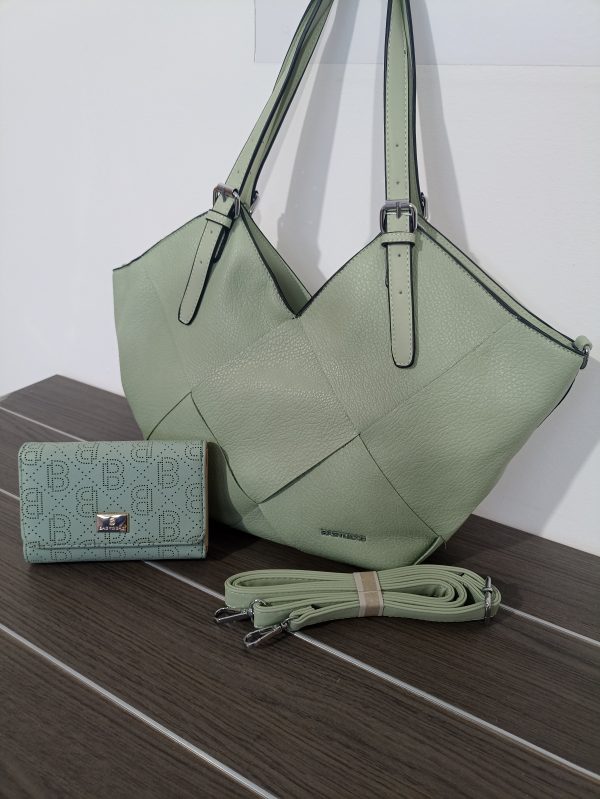Γυναικεία τσάντα ώμου BAG TO BAG σε πράσινο μέντας + ΔΩΡΟ ένα πορτοφόλι στην ίδια απόχρωση!!!