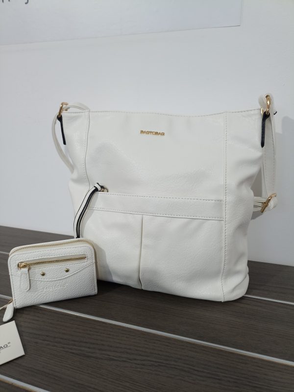 Γυναικεία λευκή τσάντα ώμου BAG TO BAG + ΔΩΡΟ ένα λευκό πορτοφόλι!!!