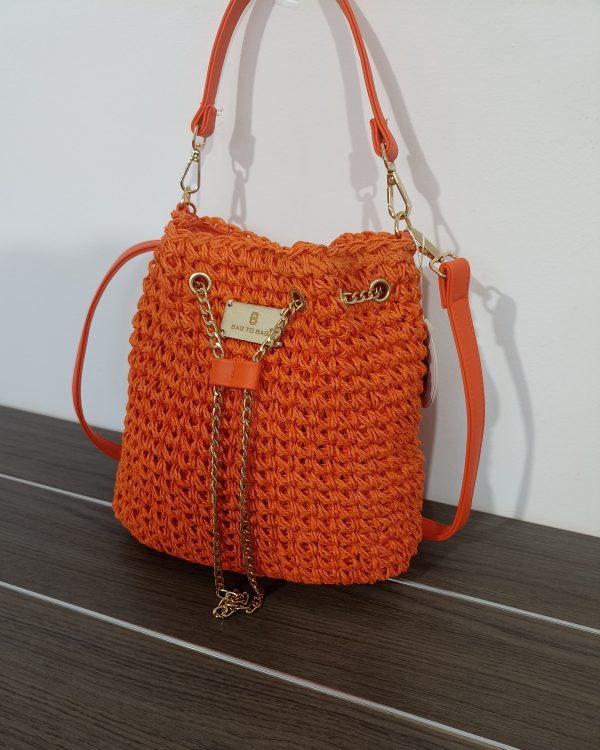 Γυναικεία ψάθινη τσάντα πουγκί - BAG TO BAG