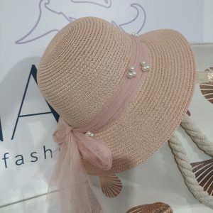 Γυναικείο καλοκαιρινό ψάθινο καπέλο BAG TO BAG σε ροζ απόχρωση.