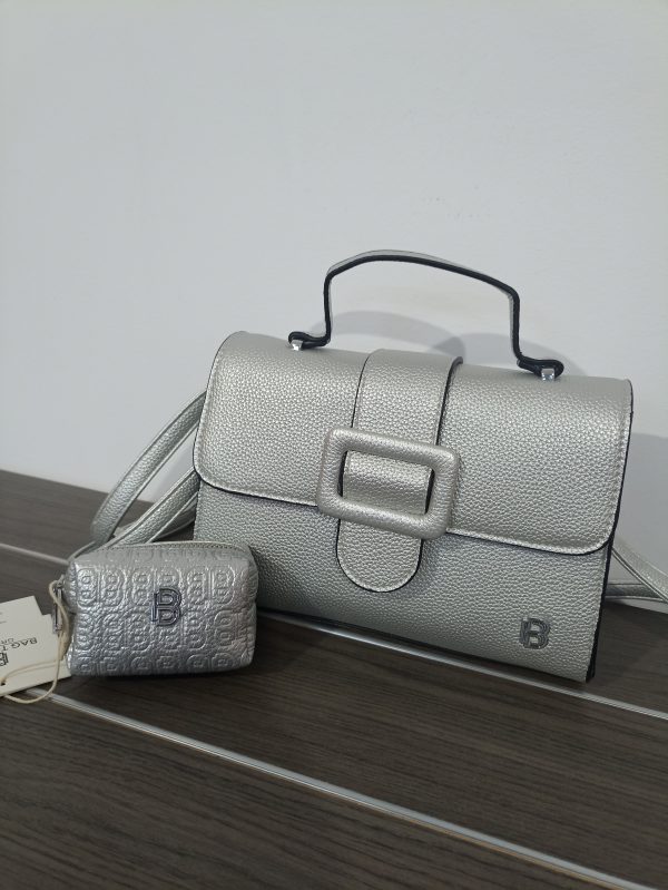 Γυναικεία ασημί τσάντα - BAG TO BAG + ΔΩΡΟ πορτοφόλι
