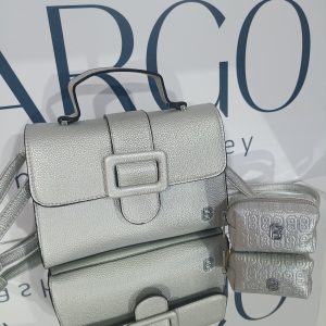 Γυναικεία ασημί τσάντα - BAG TO BAG + ΔΩΡΟ πορτοφόλι