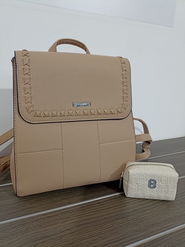 Γυναικείο σακίδιο πλάτης BAG TO BAG σε μπεζ απόχρωση + ΔΩΡΟ ένα εκρού πορτοφολάκι!!!