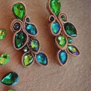 Σκουλαρίκια σουτάζ (soutache) σε σχήμα φύλλου