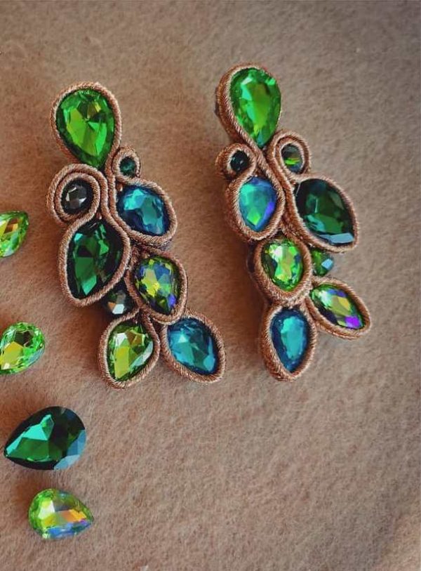Σκουλαρίκια σουτάζ (soutache) σε σχήμα φύλλου