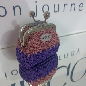 Alternative view of Πλεκτό πορτοφόλι vintage μοβ-ροζ