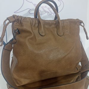 Γυναικεία oversized τσάντα ώμου / χειρός πουγκί - BAG TO BAG - σε καφέ απόχρωση
