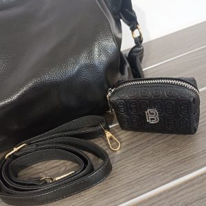 Γυναικεία μαύρη τσάντα ώμου - χειρός + ΔΩΡΟ ένα μαύρο πορτοφολάκι BAG TO BAG!!!