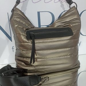 Γυναικεία τσάντα ώμου / χιαστί puffer σε μπεζ καφέ απόχρωση