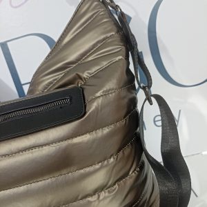 Γυναικεία τσάντα ώμου / χιαστί puffer σε μπεζ καφέ απόχρωση