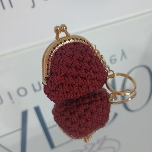 Χειροποίητο πλεκτό μπρελόκ vintage πορτοφολάκι σε μπορντό απόχρωση!