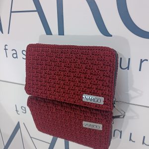 Χειροποίητο μεγάλο πλεκτό πορτοφόλι σε μπορντό απόχρωση