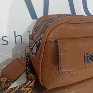 Γυναικεία τσάντα χιαστί σε καφέ ταμπά απόχρωση