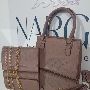 Γυναικείο σετ τσάντας χειρός/ώμου/χιαστί σε ροζ σάπιο μήλο