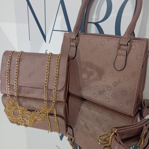 Γυναικείο σετ τσάντας χειρός/ώμου/χιαστί σε ροζ σάπιο μήλο