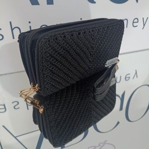 Alternative view of Πλεκτό πορτοφόλι με διπλό φερμουάρ - Μαύρο