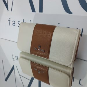 Γυναικείο πορτοφόλι BAG TO BAG σε εκρού με καφέ ταμπά