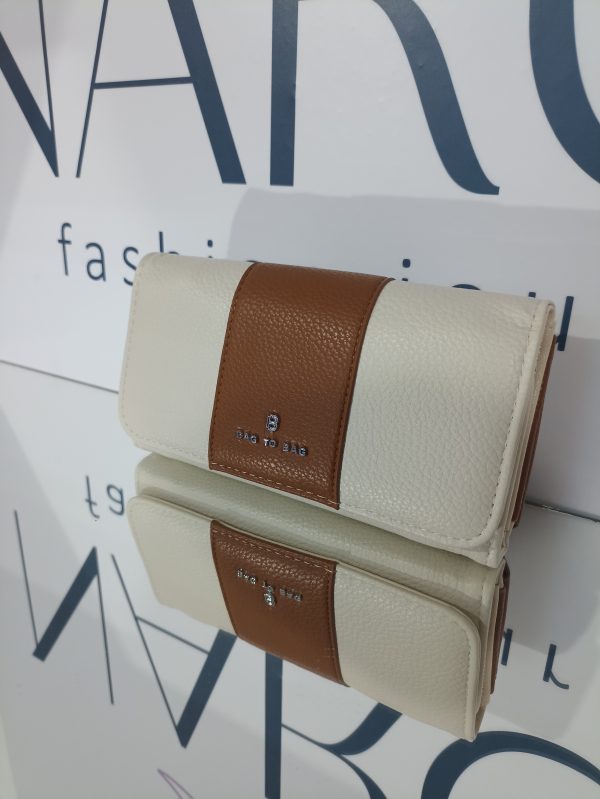 Γυναικείο πορτοφόλι BAG TO BAG σε εκρού με καφέ ταμπά