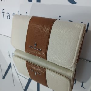 Γυναικείο πορτοφόλι BAG TO BAG σε εκρού με καφέ ταμπά