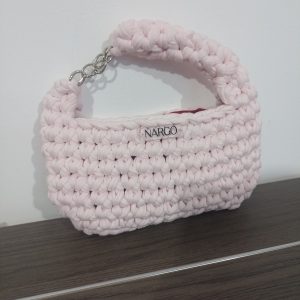 Χειροποίητη πλεκτή τσάντα χειρός σε ροζ απόχρωση