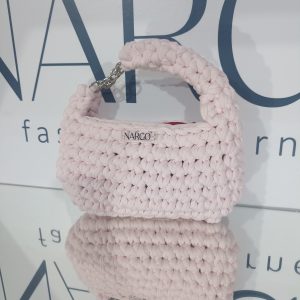 Χειροποίητη πλεκτή τσάντα χειρός σε ροζ απόχρωση