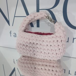 Χειροποίητη πλεκτή τσάντα χειρός σε ροζ απόχρωση