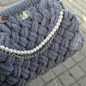 Alternative view of Πλεκτή γκρι τσάντα puffy - Σταυρωτή πλέξη