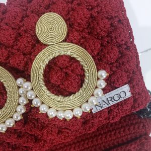 Χειροποίητα στρογγυλά χρυσά σκουλαρίκια σουτάζ με πέρλες