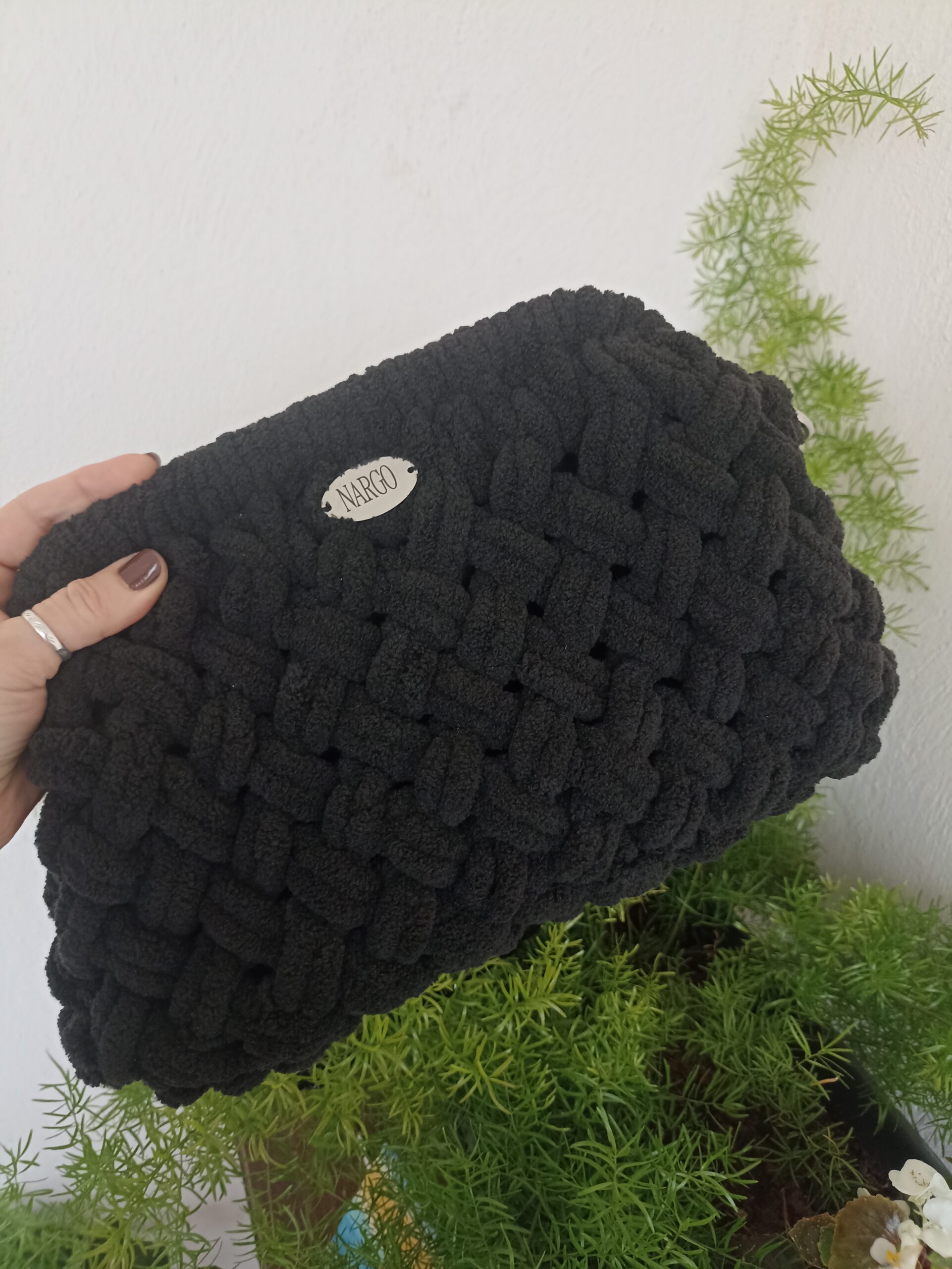 Πλεκτή μαύρη τσάντα ώμου puffy - Make it on your own! - Επιλέξτε χρώμα και μέγεθος! - Image 7