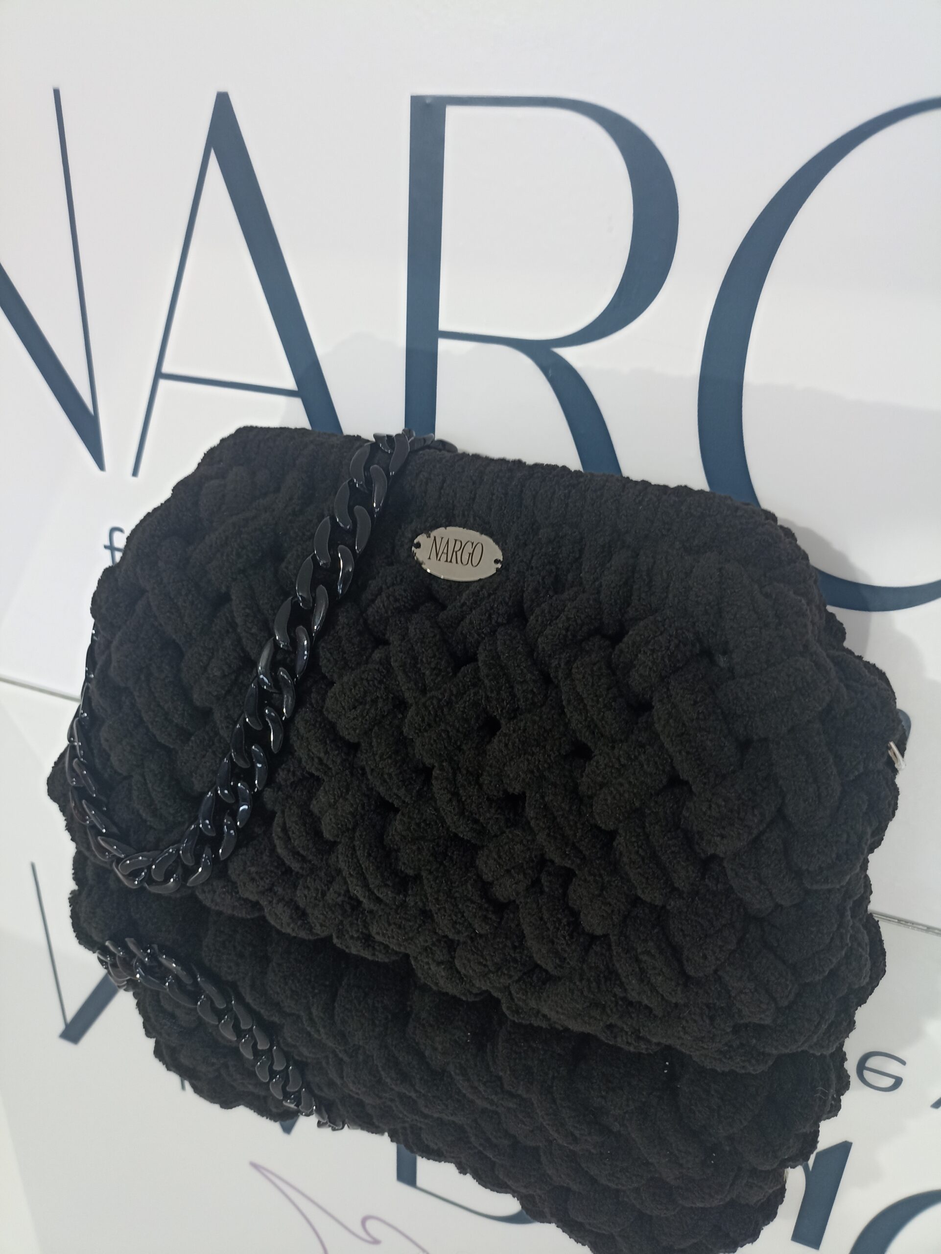 Πλεκτή μαύρη τσάντα ώμου puffy - Make it on your own! - Επιλέξτε χρώμα και μέγεθος! - Image 8