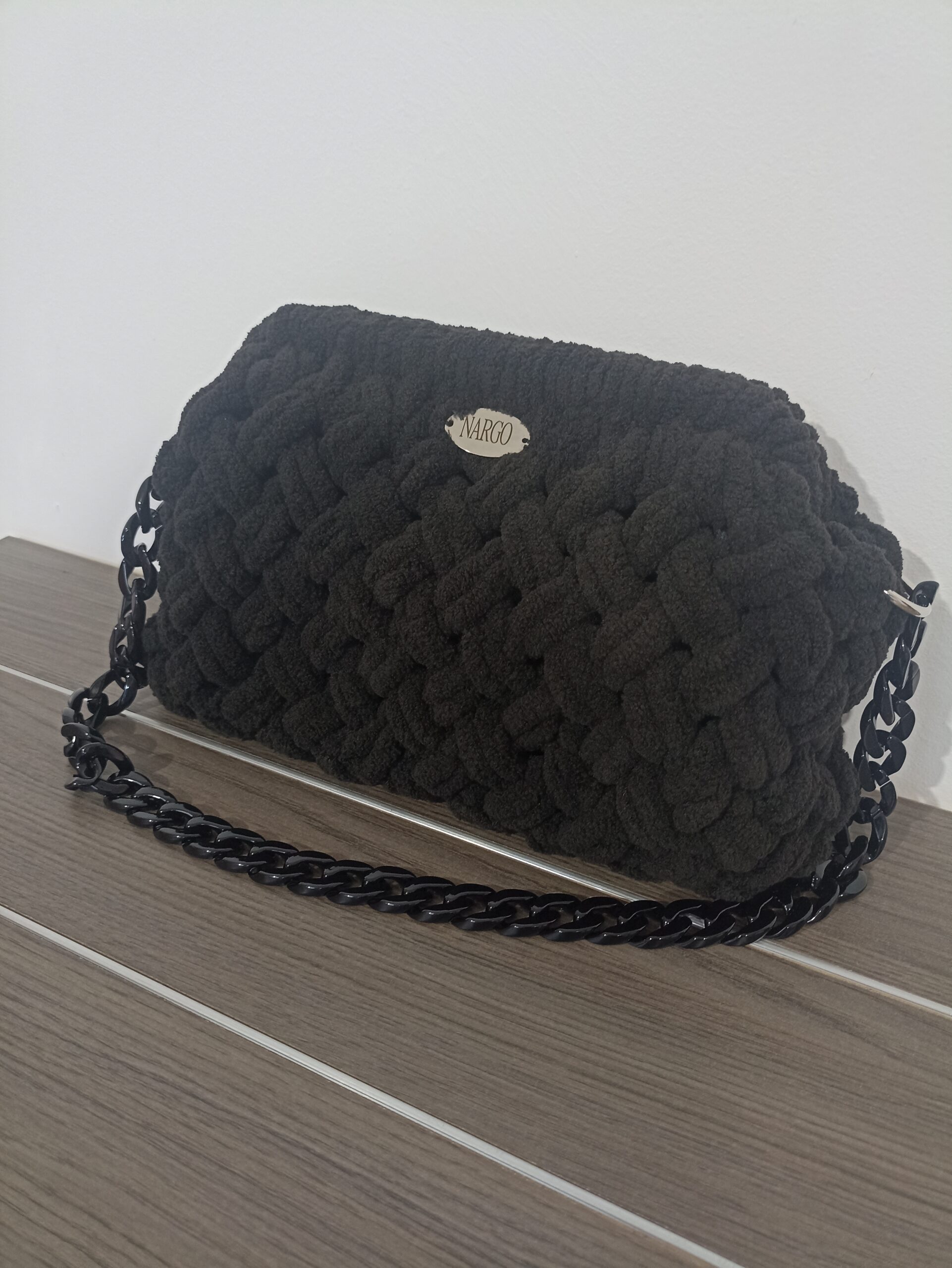 Πλεκτή μαύρη τσάντα ώμου puffy - Make it on your own! - Επιλέξτε χρώμα και μέγεθος! - Image 2