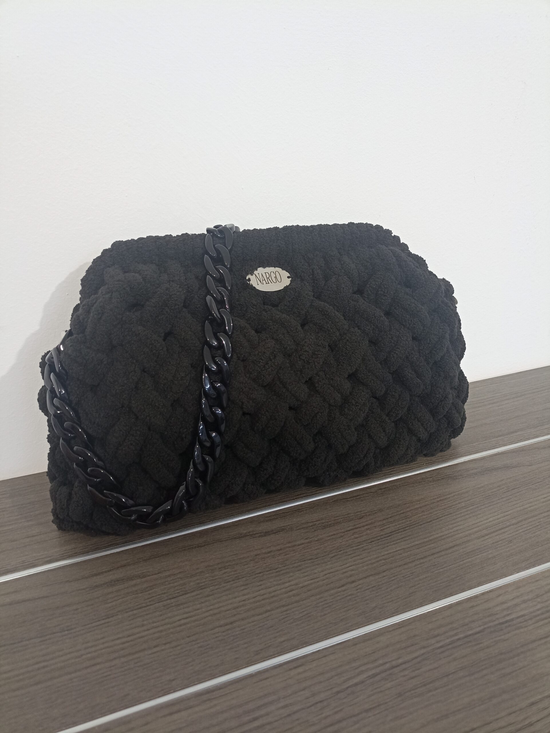 Πλεκτή μαύρη τσάντα ώμου puffy - Make it on your own! - Επιλέξτε χρώμα και μέγεθος! - Image 3