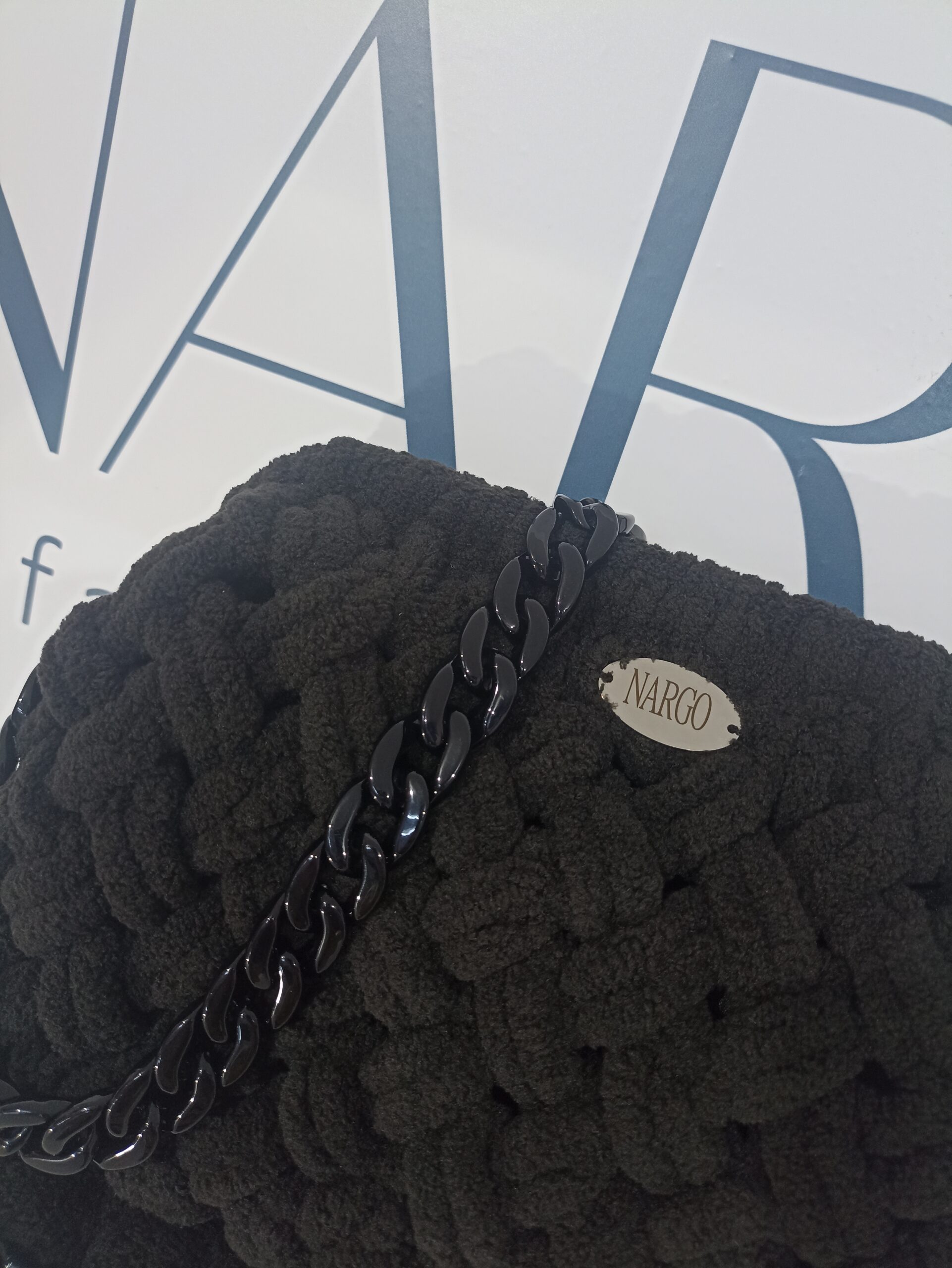 Πλεκτή μαύρη τσάντα ώμου puffy - Make it on your own! - Επιλέξτε χρώμα και μέγεθος! - Image 5