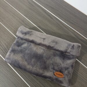 Χειροποίητο γούνινο κασκόλ περιλαίμιο σε γκρι-μπεζ