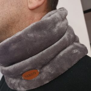 Χειροποίητο γούνινο κασκόλ περιλαίμιο σε γκρι-μπεζ