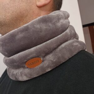 Χειροποίητο γούνινο κασκόλ περιλαίμιο σε γκρι-μπεζ