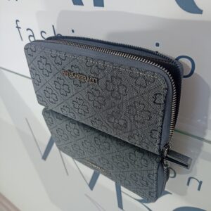 Γυναικείο υφασμάτινο γκρι πορτοφόλι με φερμουάρ