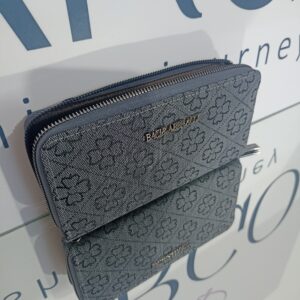 Γυναικείο υφασμάτινο γκρι πορτοφόλι με φερμουάρ