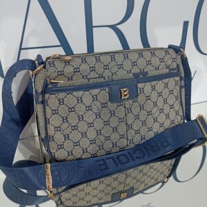 Γυναικεία τσάντα ώμου/χιαστί με ρυθμιζόμενο ιμάντα - Μπεζ-Μπλε