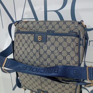 Γυναικεία τσάντα ώμου/χιαστί με ρυθμιζόμενο ιμάντα - Μπεζ-Μπλε