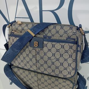 Γυναικεία τσάντα ώμου/χιαστί με ρυθμιζόμενο ιμάντα - Μπεζ-Μπλε