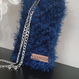 Χειροποίητο πλεκτό τσαντάκι κινητού premium - Μπλε ρουά με μπλε navy